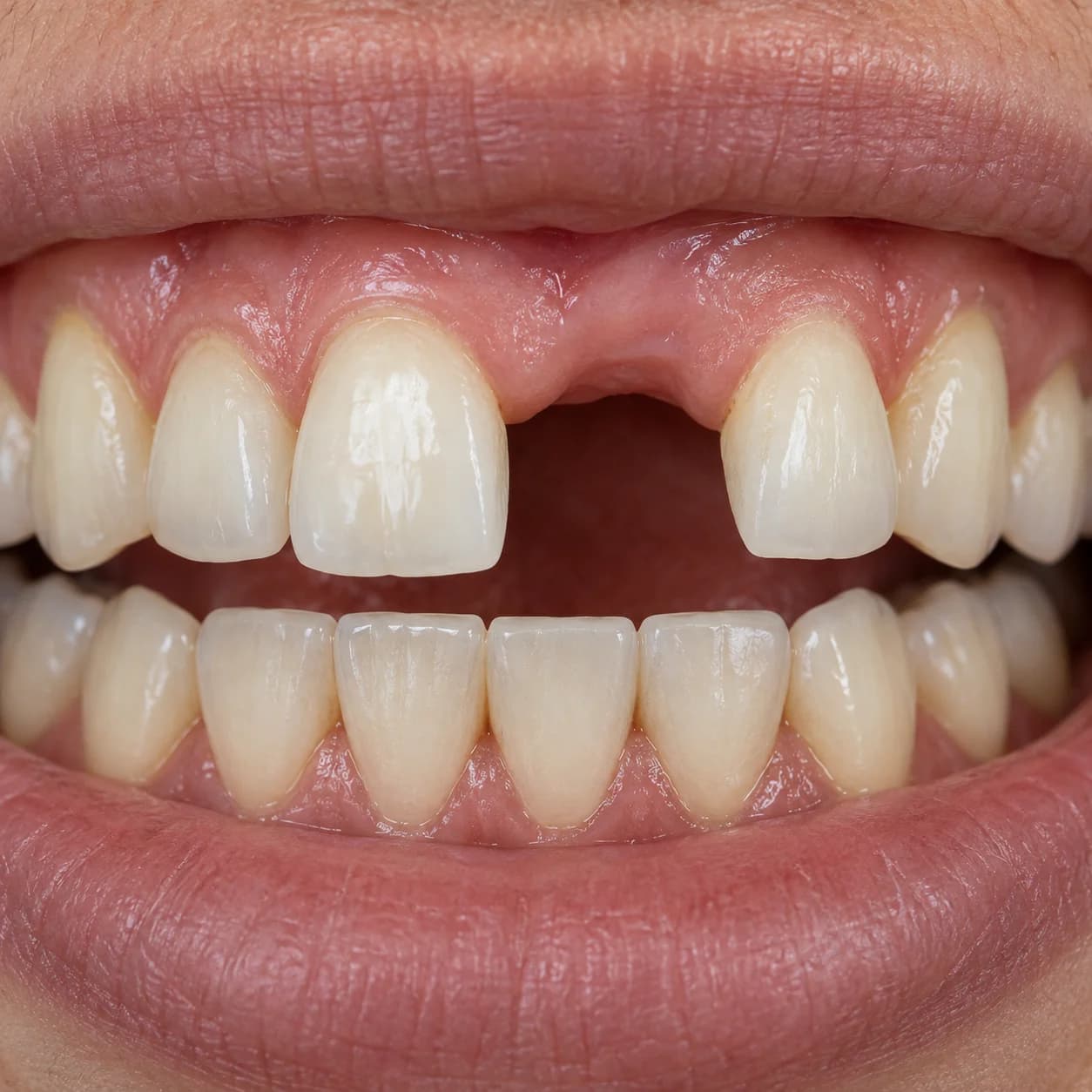 Imagem ilustrativa de ausência dentária antes de um implante